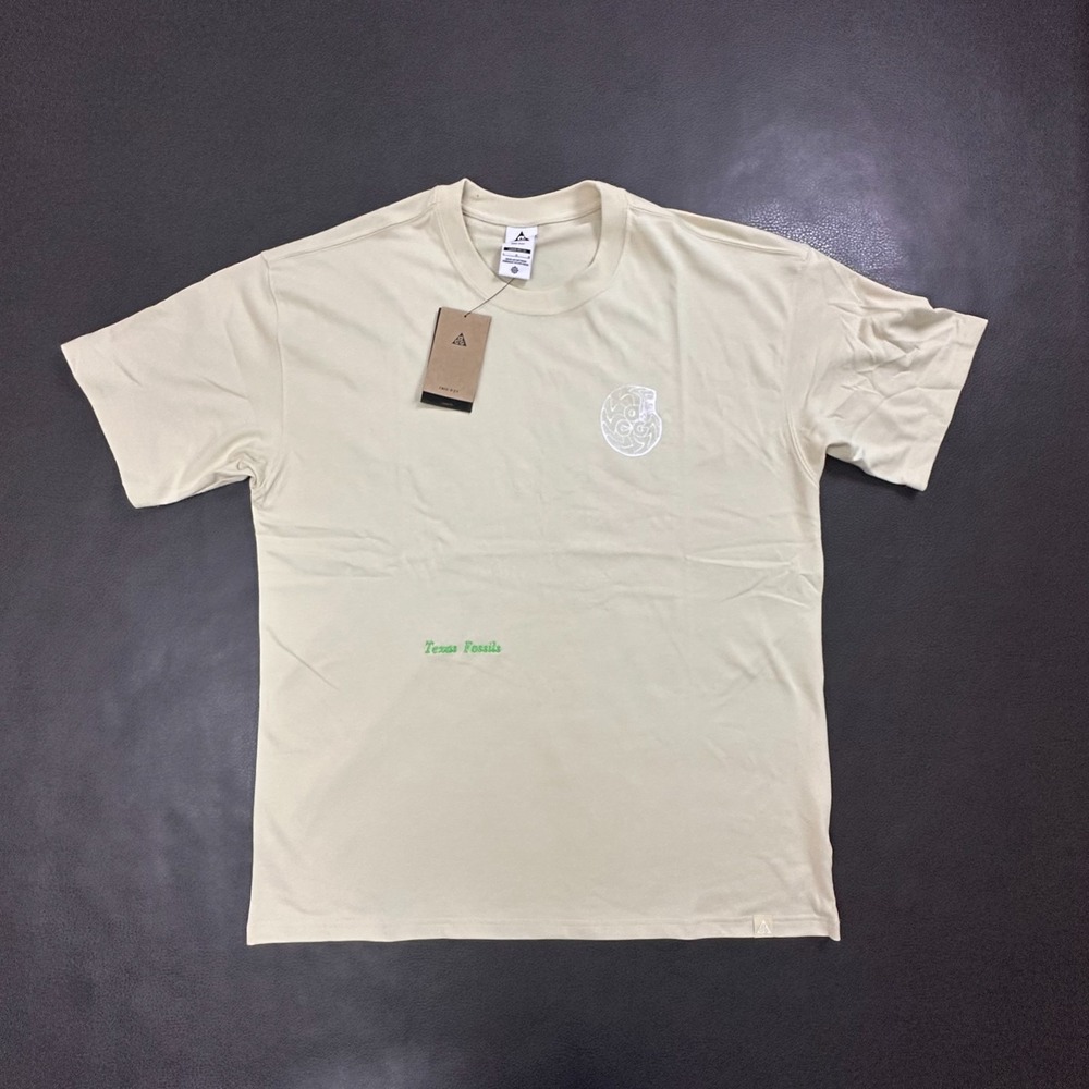 Nike ACG T Shirt Mens Large Beige Loose Streetwear Texas Graphic Fossil Fuels